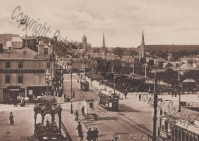 Guildford Square with Ewing Fountain and electric trams