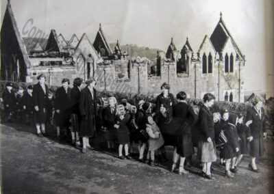 School pupils after fire Monday March 1954